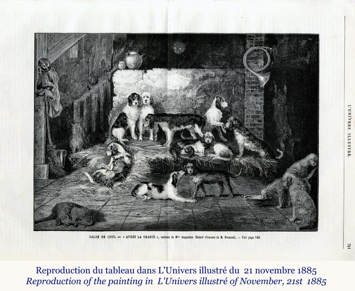 RICARD AUGUSTINE, « Après la chasse » Salon de 1885-1