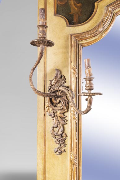Console ancienne et son miroir, de style Louis XV, aux perroquets-5