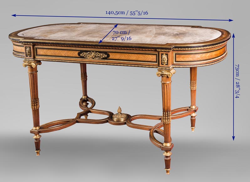 Henri-Auguste FOURDINOIS (1830-1907) - Bureau plat de milieu de style Louis XVI -9