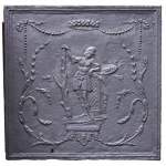 Plaque de cheminée ancienne à décor de soldat en armure