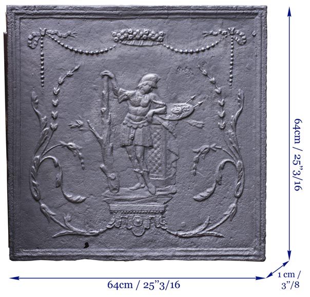Plaque de cheminée ancienne à décor de soldat en armure-6
