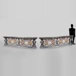 Paire de balustrades de style Baroque en marbre polychrome