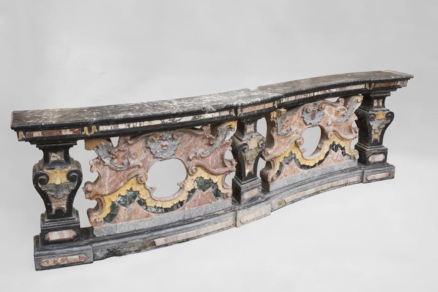 Paire de balustrades de style Baroque en marbre polychrome-3