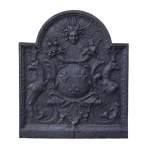 Plaque de cheminée moderne aux Armes de France et au Roi-Soleil