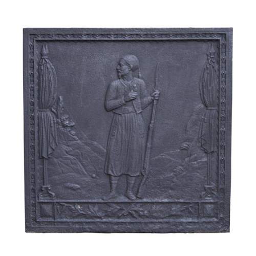Plaque de cheminée moderne orientaliste au soldat