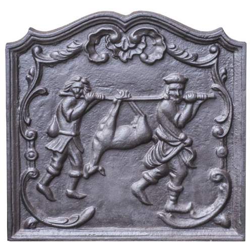 Petite plaque de cheminée moderne, décorée d'un retour de chasse
