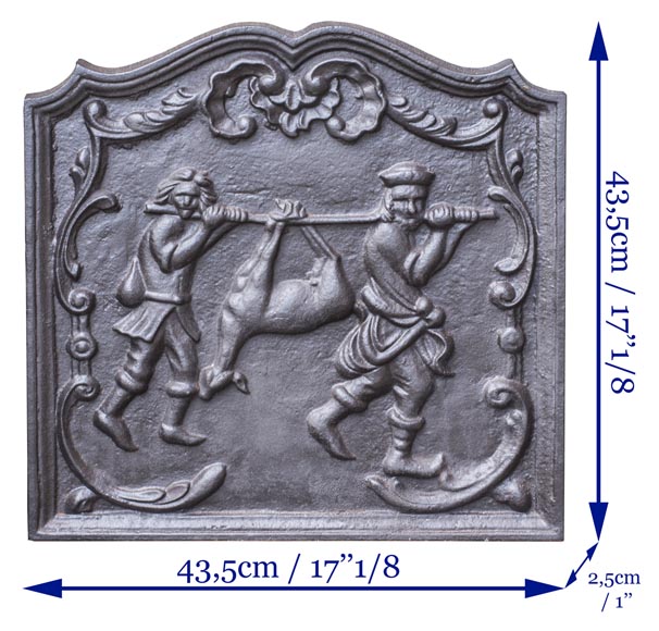 Petite plaque de cheminée moderne, décorée d'un retour de chasse-6