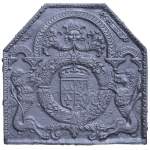 Plaque de cheminée du XVIIIe siècle aux Armes de France et aux lions