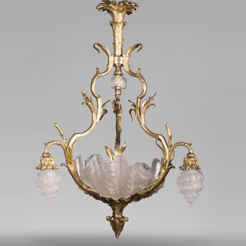 Lustre ancien de style Régence aux roseaux et coquillages
