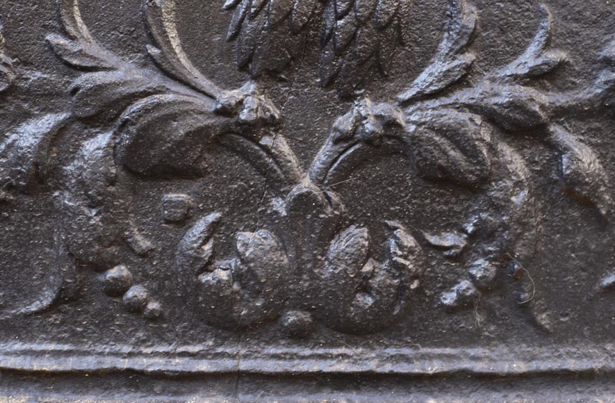 Plaque de cheminée du XVIIIe à décor de phénix parmi des fleurs et rinceaux-5