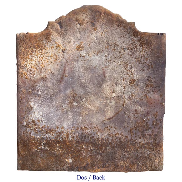 Ancienne plaque de cheminée du XVIIIe, aux armoiries et lions assis-6