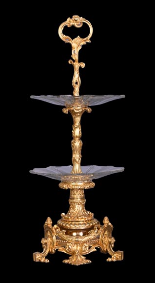 Centre de table de style Napoléon III en bronze doré et cristal taillé, vers 1850-7