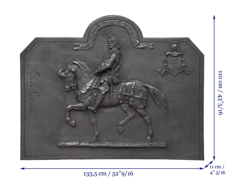 Plaque de cheminée du XXe siècle, à l'effigie du Roi Charles VII-7