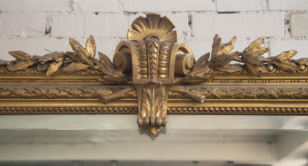 Trumeau ancien doré, de style Napoléon III, au miroir biseauté-1