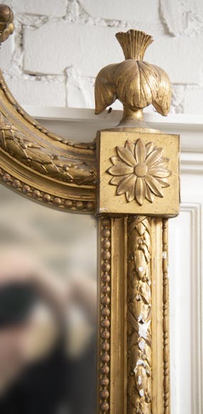 Trumeau ancien doré, de style Napoléon III, au miroir biseauté-3