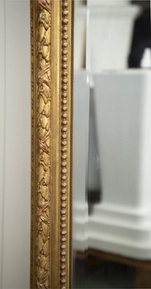 Trumeau ancien doré, de style Napoléon III, au miroir biseauté-4