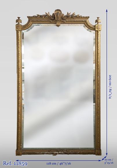 Trumeau ancien doré, de style Napoléon III, au miroir biseauté-7