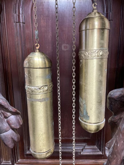 JULIUS GROSCHKUS (actif dans la seconde moitié du XIXe siècle), Horloge de parquet en acajou à décor exotique-9