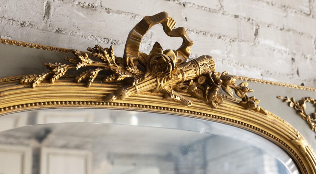 Trumeau En Chêne Avec Miroir Biseauté - Cadre Marron - Occasion