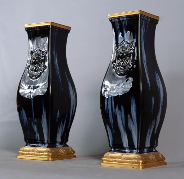 Albert-Ernest Carrier-Belleuse, Manufacture de Sèvres, Vase Kin-Te-Tchin garni, 1884-3