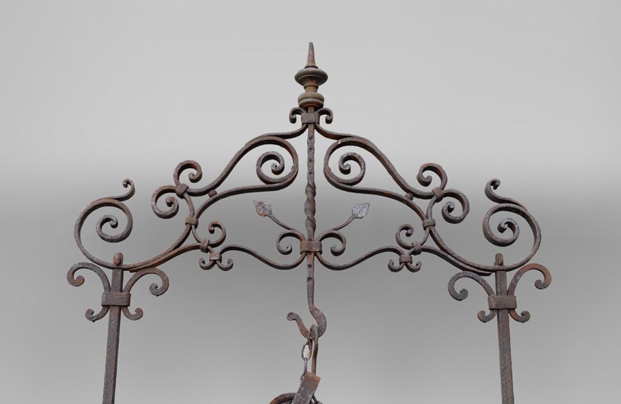 Rare puits ancien du XIXè siècle en fonte de fer et fer forgé-1