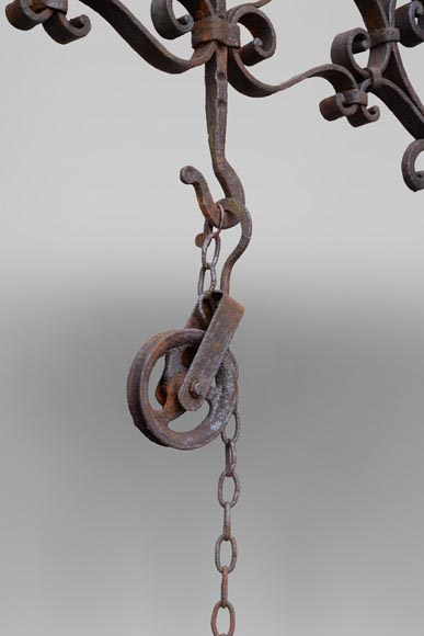 Rare puits ancien du XIXè siècle en fonte de fer et fer forgé-3