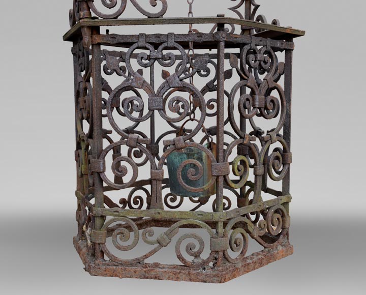 Rare puits ancien du XIXè siècle en fonte de fer et fer forgé-4