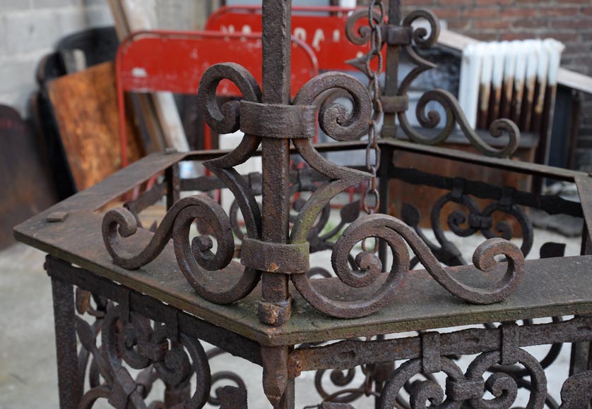 Rare puits ancien du XIXè siècle en fonte de fer et fer forgé-6