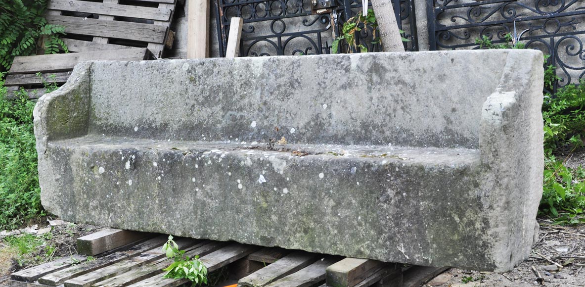 Banc de jardin ancien en pierre-2