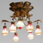 Lustre ancien de style Art Nouveau à sept lumières