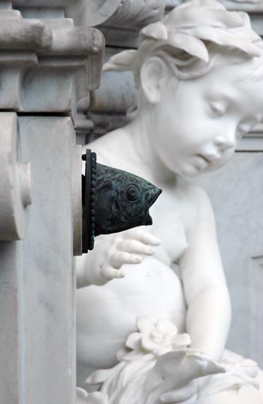 Monumental Garden Fountain in Carrara marble and Statuary marble attributed to Rudolf Weyr, Vienna, late 19th century_fr