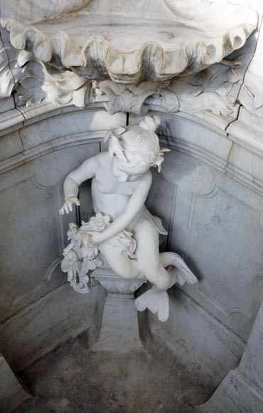 Monumental Garden Fountain in Carrara marble and Statuary marble attributed to Rudolf Weyr, Vienna, late 19th century_fr