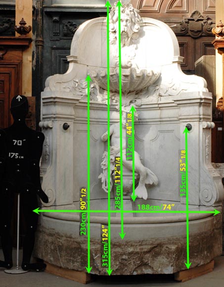 Monumental Garden Fountain in Carrara marble and Statuary marble attributed to Rudolf Weyr, Vienna, late 19th century_fr