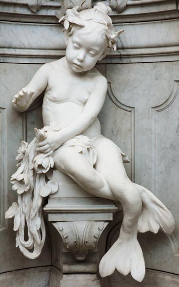 Monumentale Fontaine de jardin en marbre de Carrare et marbre Statuaire attribuée à Rudolf Weyr, Vienne, fin du XIXè siècle-1