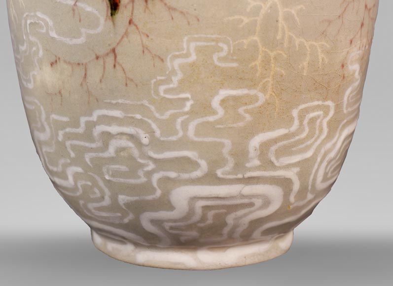 Edmond LACHENAL (1855-1930) - Vase ovoïde en céramique vernissée à décor de carpes-8