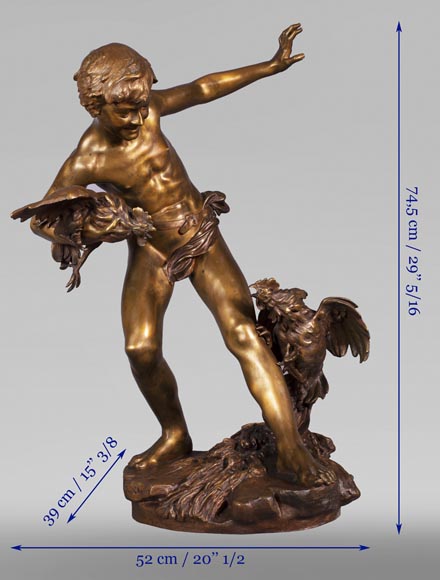 Paul Romain CHEVRÉ (1866-1914) - Le combat de coqs, bronze à patine mordorée-12