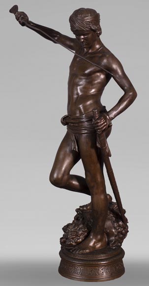 Antonin MERCIÉ (1845-1916) - DAVID et GOLIATH en bronze à patine brune-1