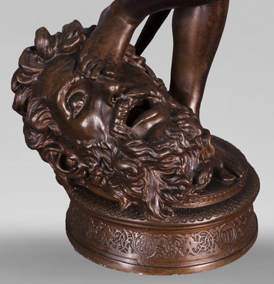Antonin MERCIÉ (1845-1916) - DAVID et GOLIATH en bronze à patine brune-5