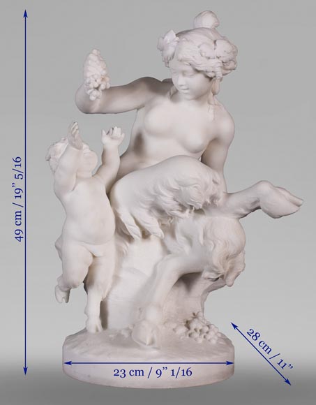 CLODION (d'après) - Faunesse et Amour en marbre-9