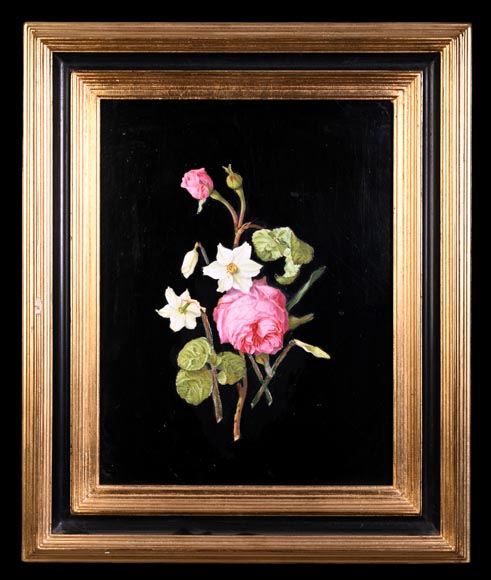 Julien-Nicolas RIVART, deux panneaux de marqueterie de porcelaine sur bois-1