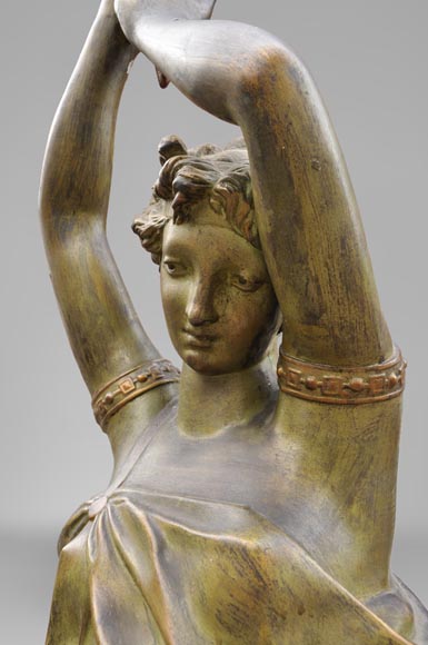 Femme à l'amphore, statue en fonte de fer à patine bronze par la fonderie Durenne, XIXè siècle-2