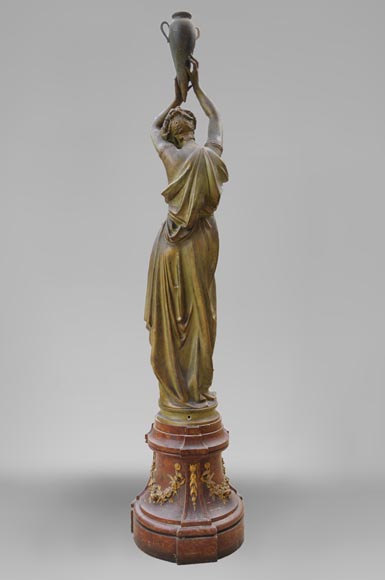 Femme à l'amphore, statue en fonte de fer à patine bronze par la fonderie Durenne, XIXè siècle-5