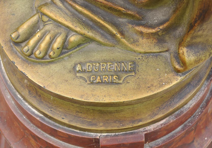 Femme à l'amphore, statue en fonte de fer à patine bronze par la fonderie Durenne, XIXè siècle-8