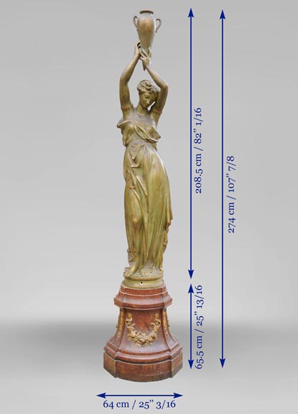 Femme à l'amphore, statue en fonte de fer à patine bronze par la fonderie Durenne, XIXè siècle-10