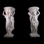Alphonse MONCEL de PERRIN (1866-1930) - « Les trois Grâces », Importantes sculptures de jardin en marbre de Carrare 