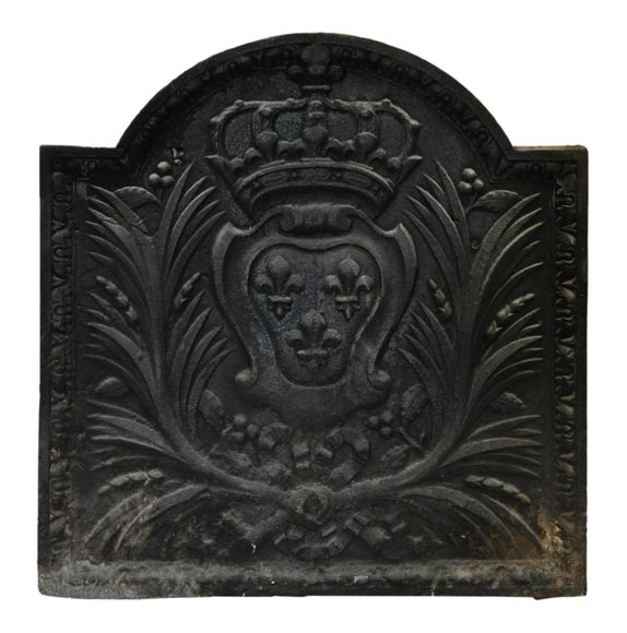 Plaque de cheminée ancienne aux Armes de France, XIXè siècle-0