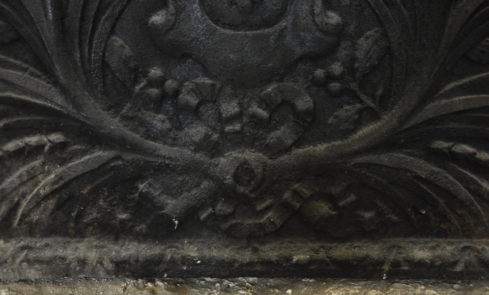 Plaque de cheminée ancienne aux Armes de France, XIXè siècle-4