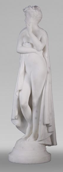 Albert CARRIER-BELLEUSE (1824-1887) - Jeune femme à l'antique en marbre statuaire-1