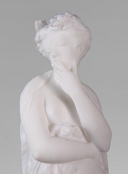 Albert CARRIER-BELLEUSE (1824-1887) - Jeune femme à l'antique en marbre statuaire-3