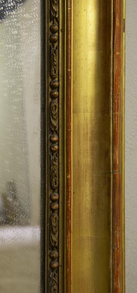 Trumeau ancien doré de style Louis XVI perlé-3